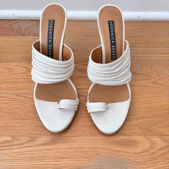 Veronica Beard Orla Napa Leather Sandals in Eggshell - Picture 5 of 10